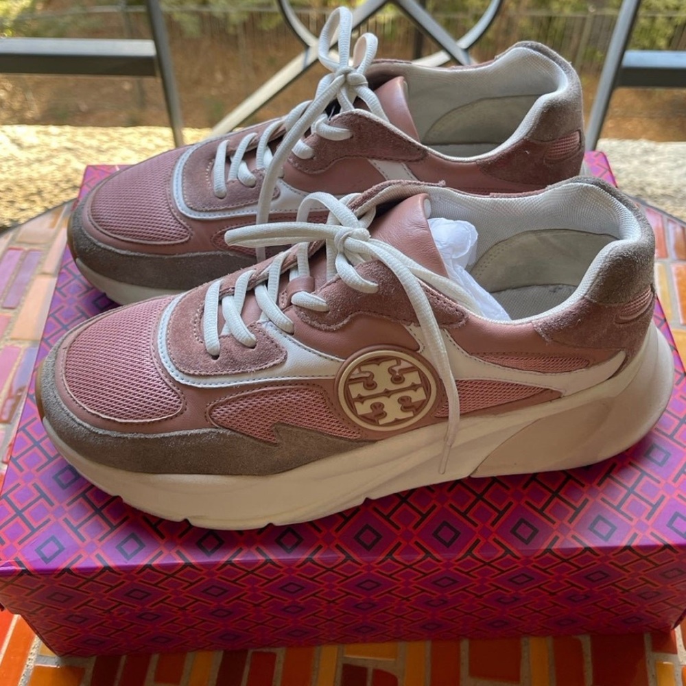 Tory Burch SAWYER TRAINER MESH / NAT SUEDE / NAT SUEDE,Size 9